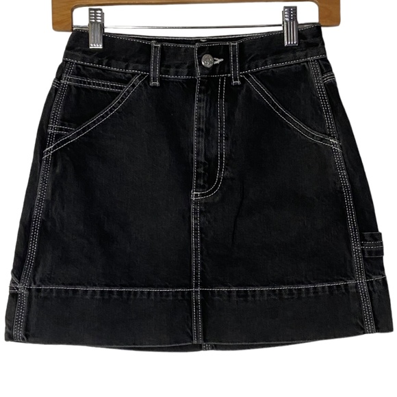 Topshop for Nordstrom black denim carpenter mini skirt, NWT - Picture 3 of 7